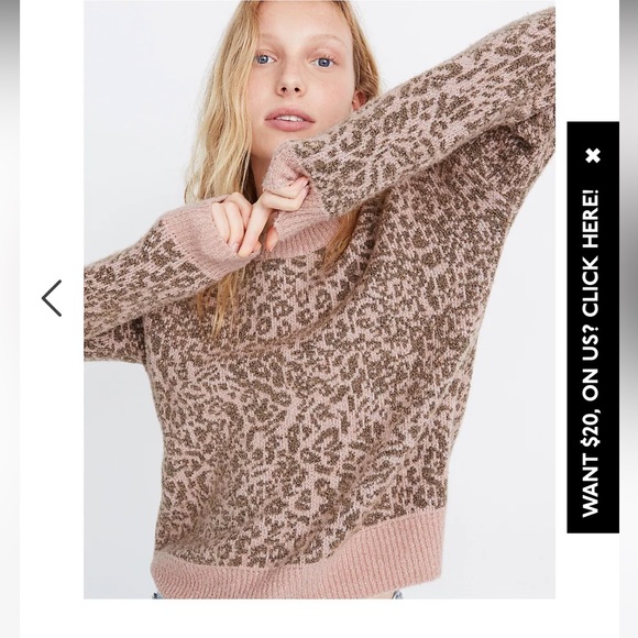 Madewell Shrunken Pullover Sweater in Leopard Size M - Picture 2 of 2
